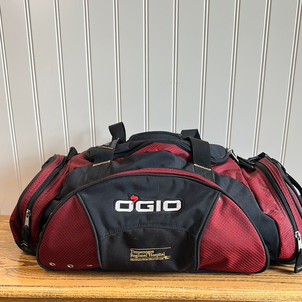 OGIO Black and Burgundy Duffel Bag